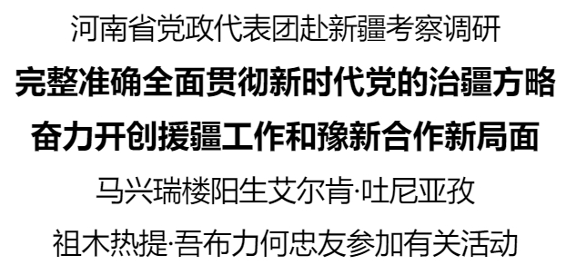 河南省党政代表团赴新疆考察调研