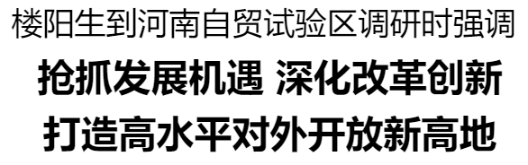 樓陽生到河南自貿(mào)試驗區(qū)調(diào)研