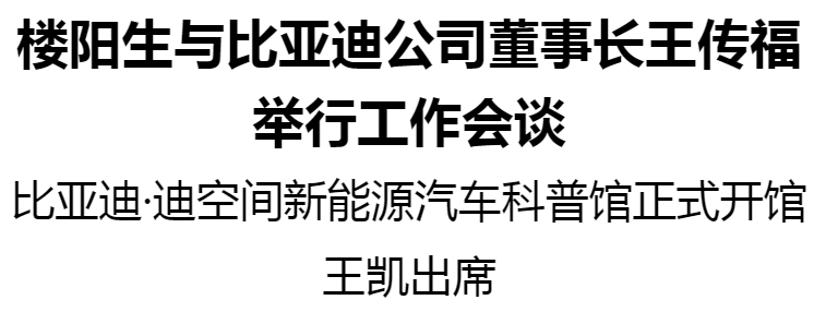 樓陽生與比亞迪公司董事長王傳福舉行工作會談