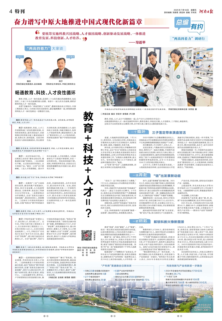 總編有約·“兩高四著力”調(diào)研行③ | 教育+科技+人才=？